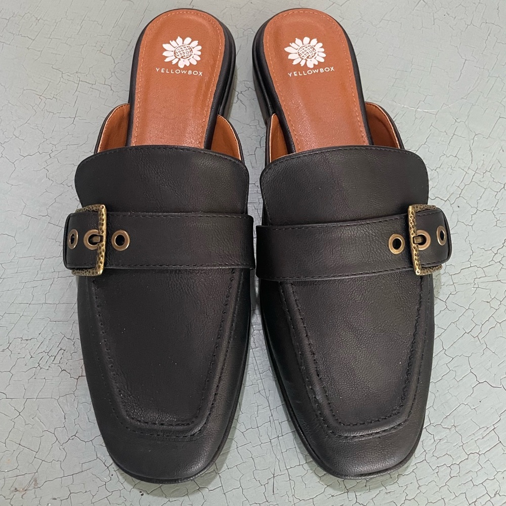 Yellow box black Jardeen Mules 10 M 
Only tried on. Never worn